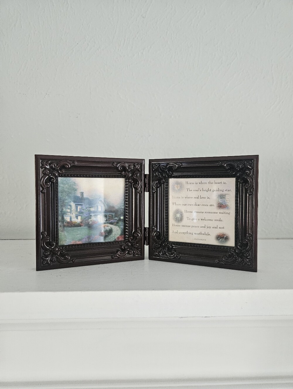 Vintage Thomas Kinkade Gallery Collection Dual Folding Frame With Poem And Art